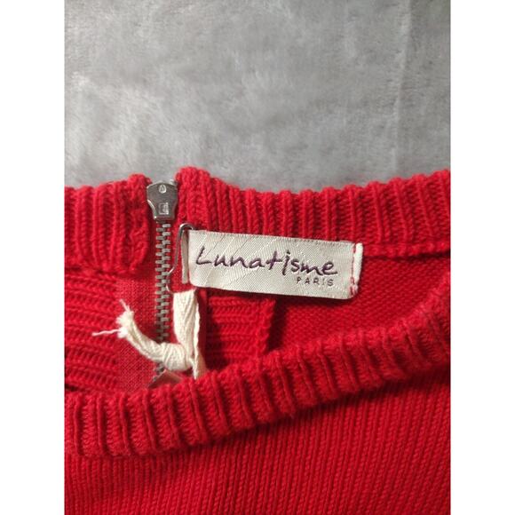 Lunatisme Paris Pullover Sweater Red Cotton Blend Sz L NWT Daksha Cardigan - Picture 7 of 12